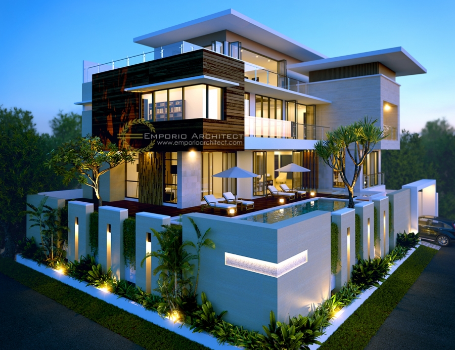 Desain Rumah Modern Tropis dengan Banyak Unsur Kaca Jasa Arsitek