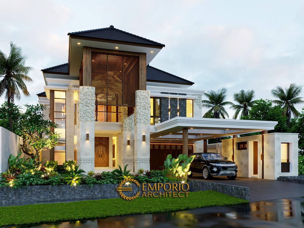 Desain Rumah Villa Bali 2 Lantai Lebar Lahan + 30 Meter
