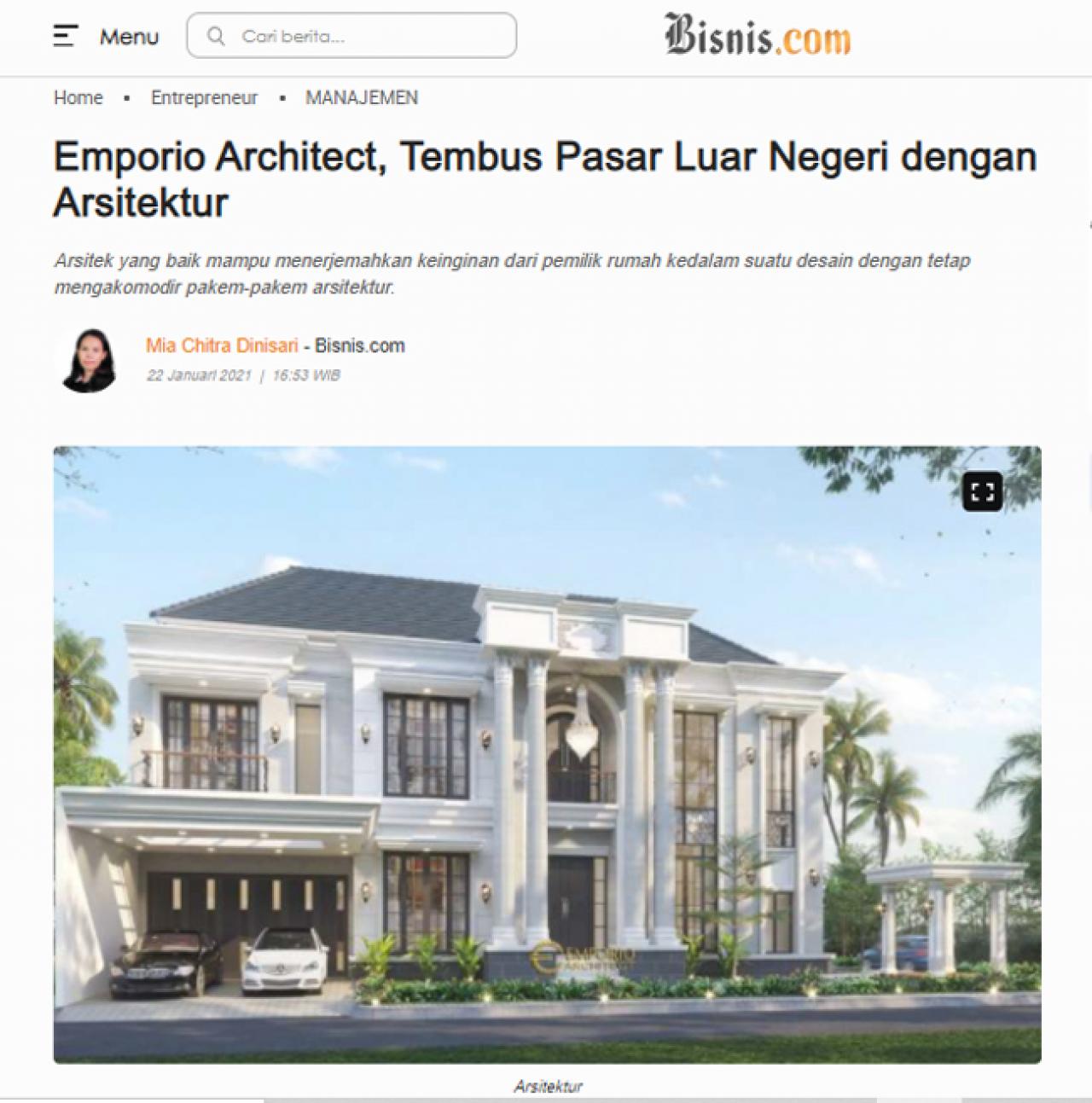 Ulasan Media Bisnis.com - Emporio Architect, Tembus Pasar Luar Negeri dengan Arsitektur Ulasan Media Bisnis.com - Emporio Architect, Tembus Pasar Luar Negeri dengan Arsitektur