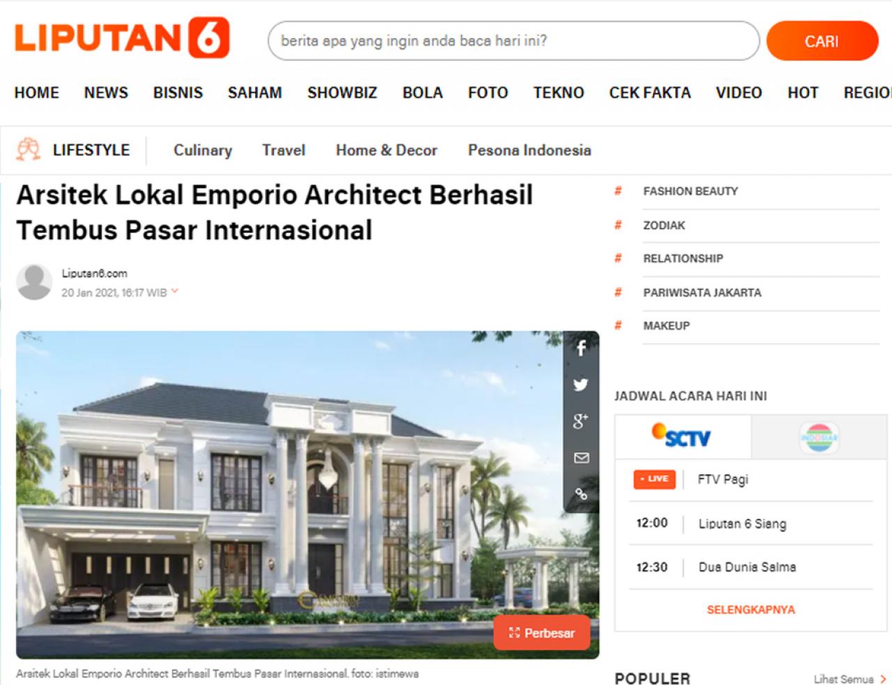 Ulasan Media LIPUTAN6.com - Arsitek Lokal Emporio Architect Berhasil Tembus Pasar Internasional Ulasan Media LIPUTAN6.com - Arsitek Lokal Emporio Architect Berhasil Tembus Pasar Internasional