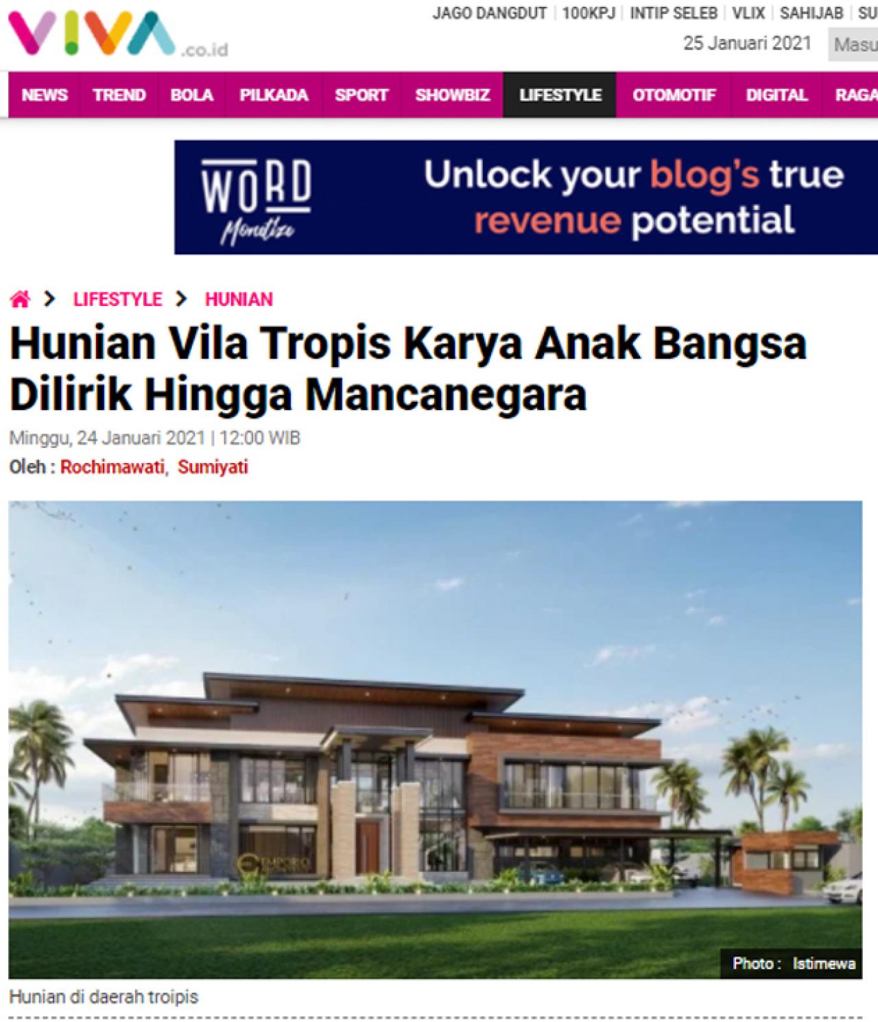 Ulasan Media VIVA.co.id - Hunian Vila Tropis Karya Anak Bangsa Dilirik Hingga Mancanegara Ulasan Media VIVA.co.id - Hunian Vila Tropis Karya Anak Bangsa Dilirik Hingga Mancanegara