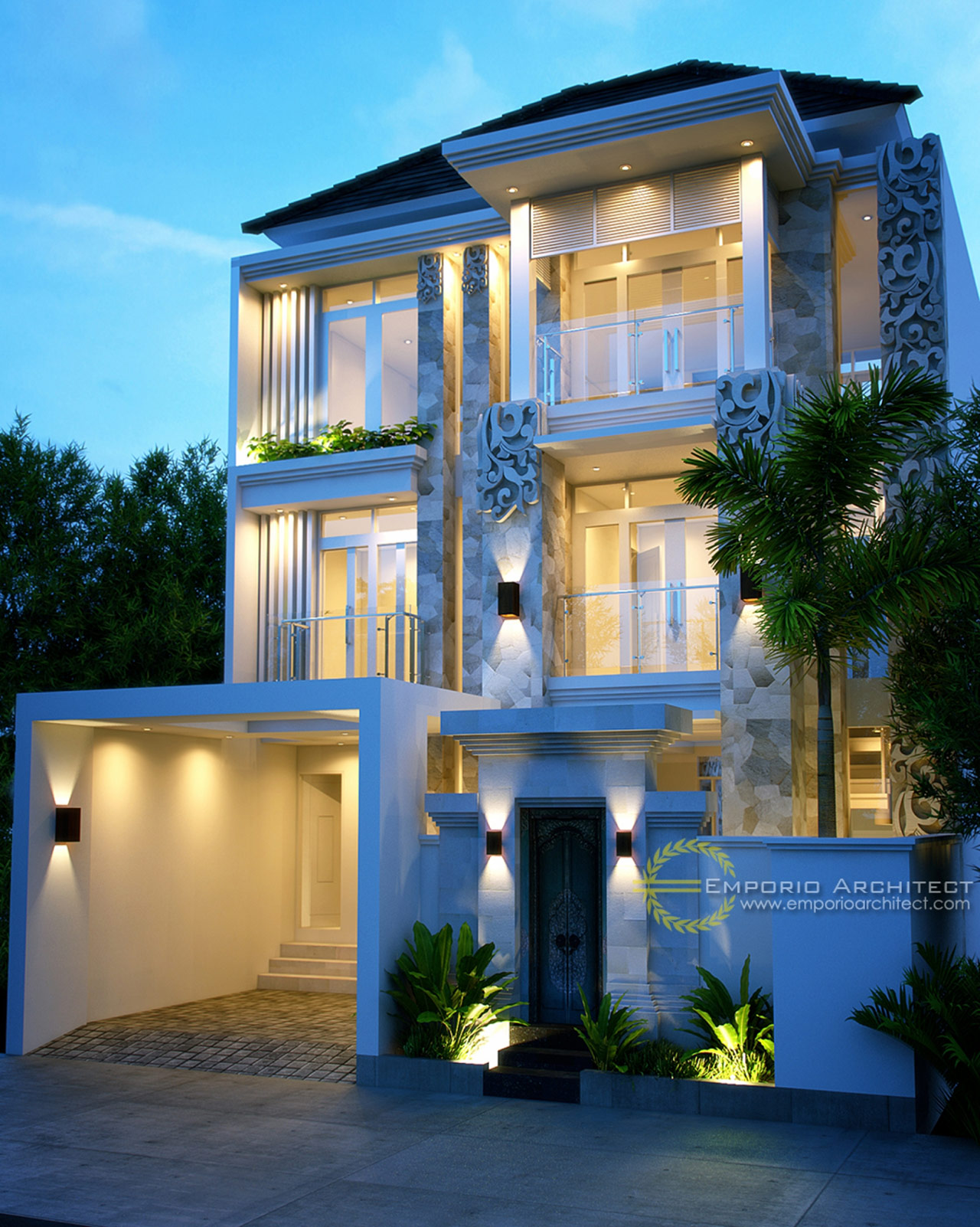 10 Desain Rumah 2 Dan 3 Lantai Terbaik Style Villa Bali 