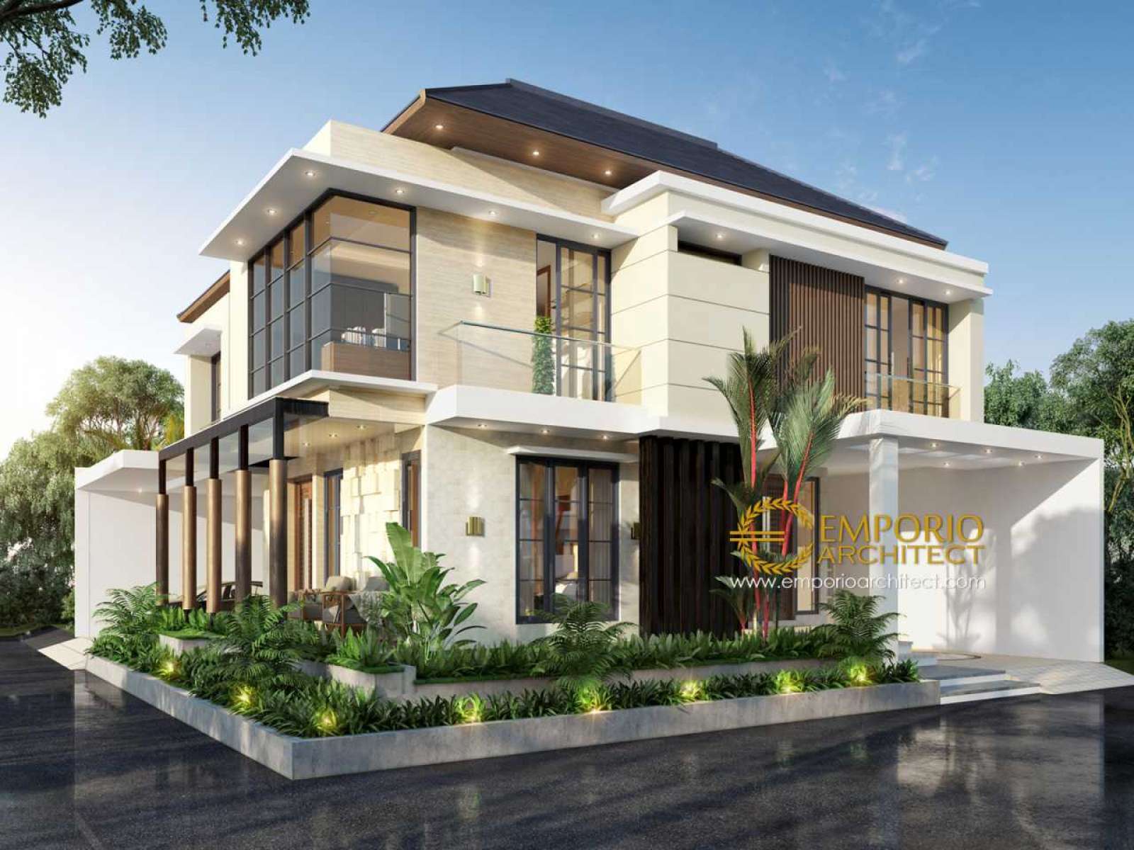 Desain Rumah Modern Bali - GAMBAR RUMAH BALI MODERN 1 LANTAI 12 x 15 | SANGGAR TEKNIK / Jendela kaca hanya dipisahkan oleh tiang penyangga dan pintu rumah.