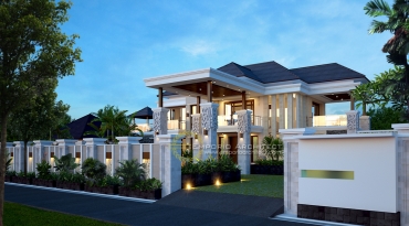 Desain Rumah 2 Lantai Berpilar Style Bali 4