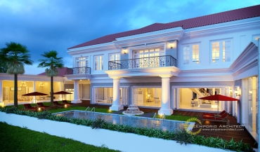 Desain Rumah Mewah 2 Lantai Style Classic Tropis di Jakarta 2