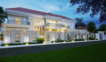 Desain Rumah Mewah 2 Lantai Style Classic Tropis di Jakarta 1