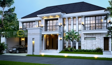 Desain Rumah Mewah 2 Lantai Style Classic Tropis di Jakarta