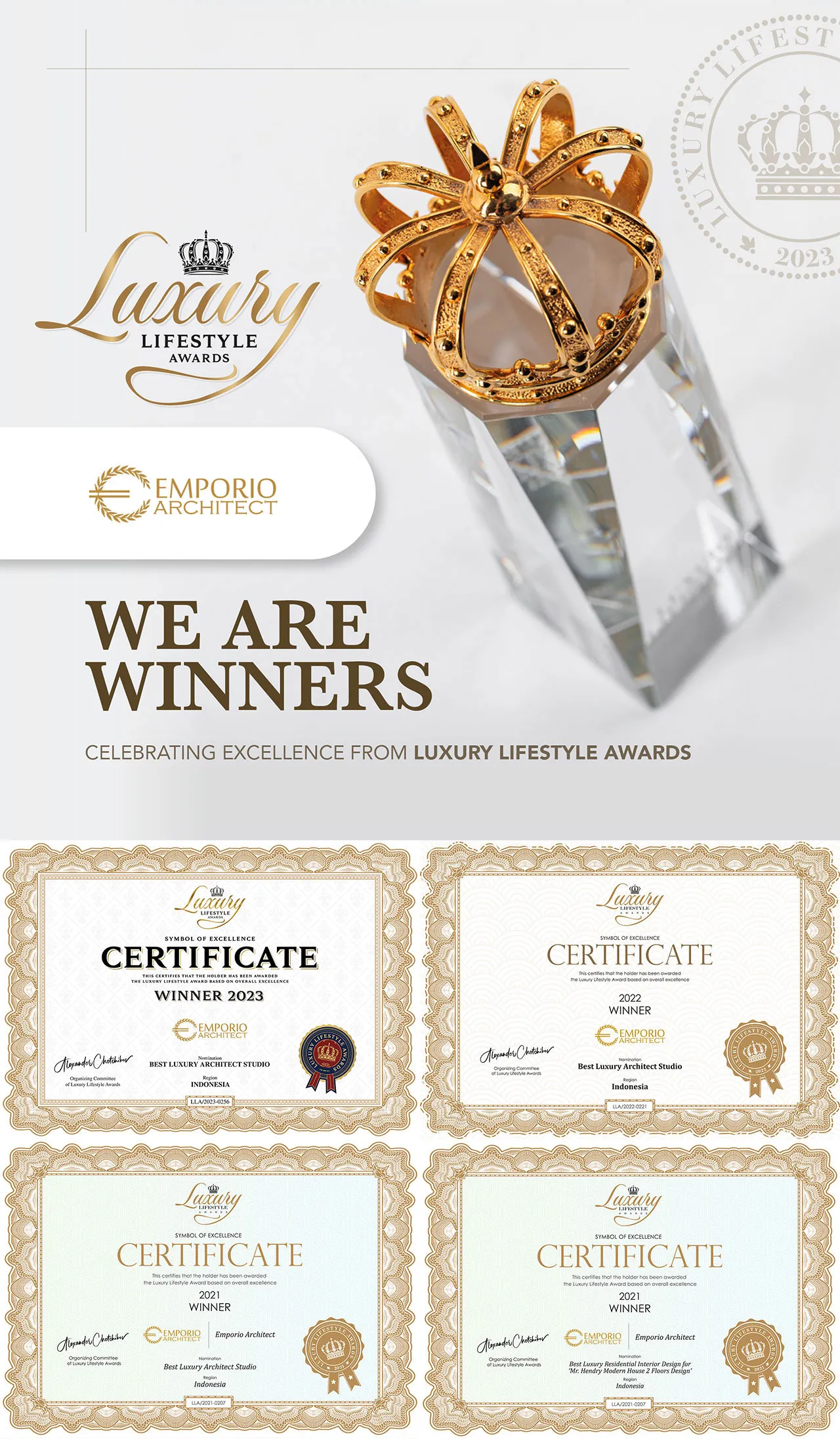 Certificate Luxury Lifestye Award 2023