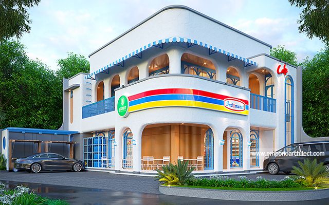 Desain Indomaret Point Coffee Santorini 2 Lantai Ibu LS 2162 di  Samarinda