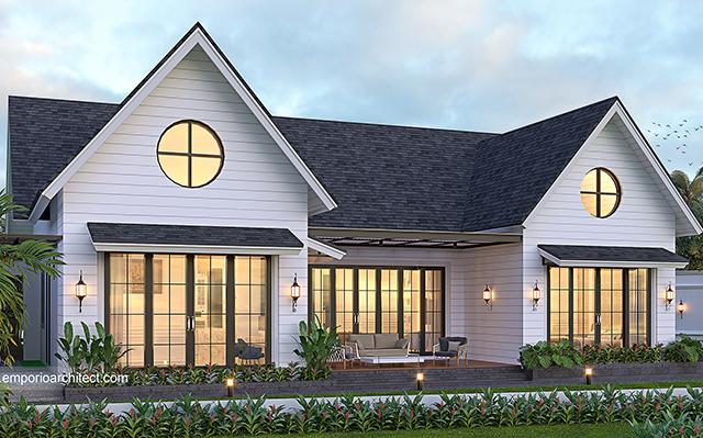 Desain Rumah American Klasik 1 Lantai Bapak RHT 1376 di  Kalimantan Selatan