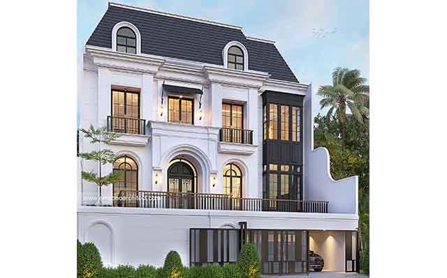 Desain Rumah American Klasik 3 Lantai Bapak Anjas di  Jakarta Selatan