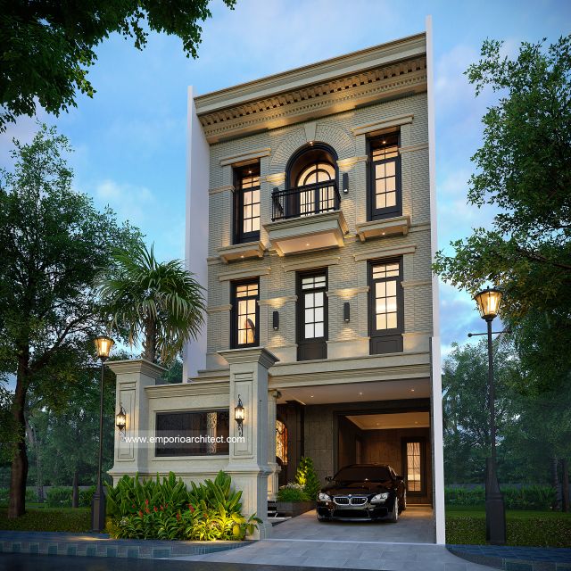 Desain Rumah American Klasik 4 Lantai Bapak K di  PIK, Jakarta Utara