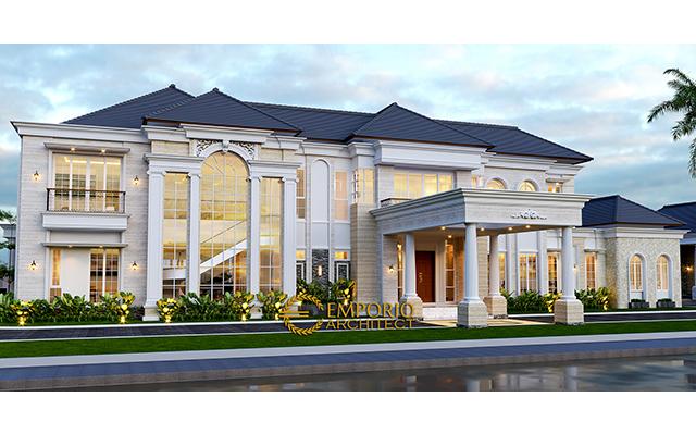 Desain Rumah Classic 2 Lantai, Kantor dan Paviliun Mr. HJ di  Manado, Sulawesi Utara