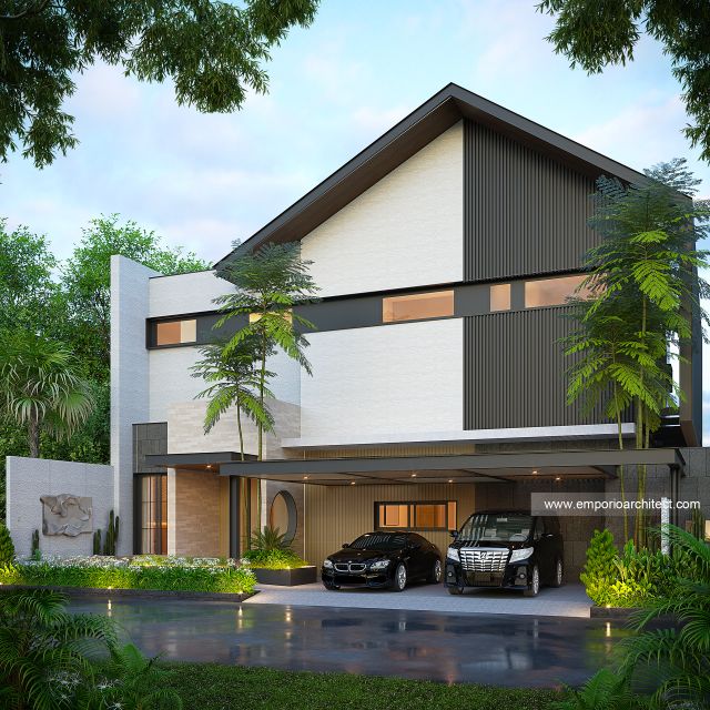 Desain Rumah dan Kost Modern Kontemporer 2 Lantai Bapak BTJ dan Ibu RN II di  Bekasi