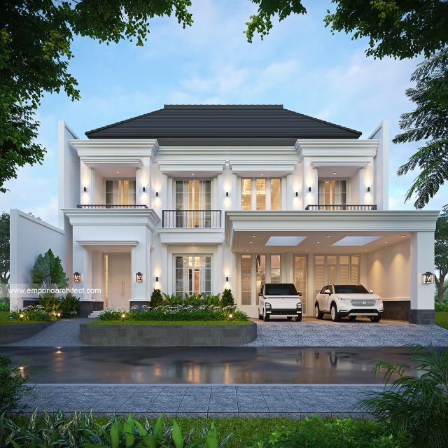 Desain Rumah Klasik 2 Lantai Ibu AT di  Jakarta Selatan