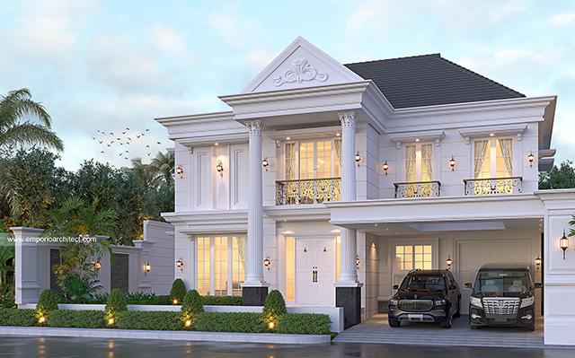 Desain Rumah Klasik 2 Lantai Bapak RLD 1372 di  Pekanbaru