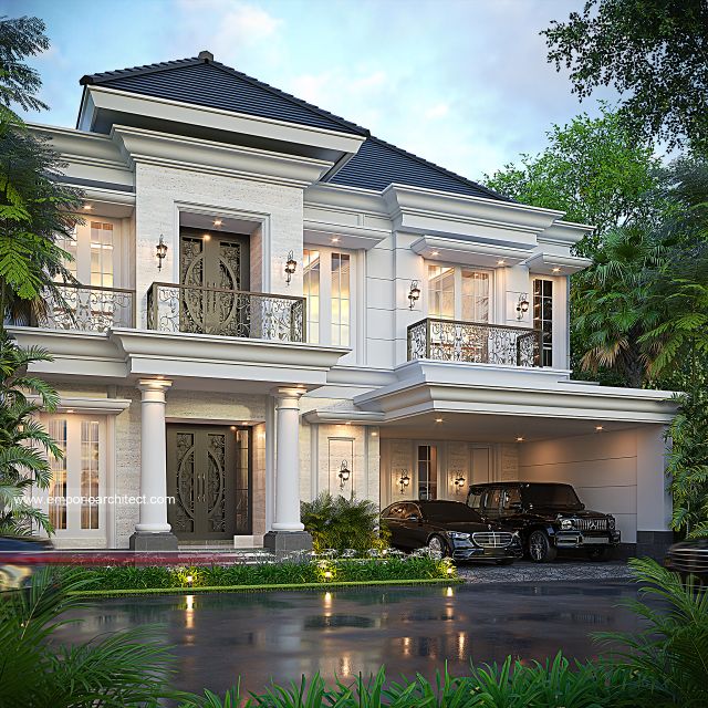 Desain Rumah Klasik 2 Lantai Bapak HDI di  Bandung