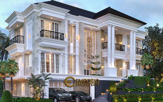 Desain Rumah Klasik 3 Lantai Ibu Selvy di  BSD, Tangerang Selatan, Banten