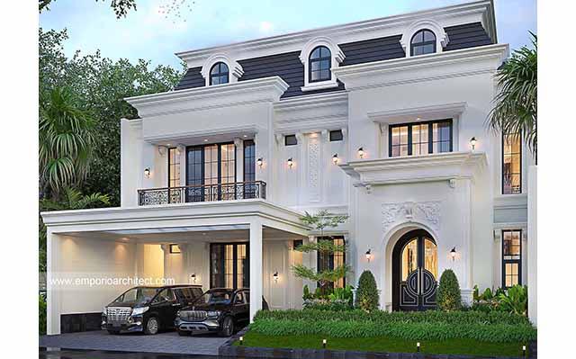 Desain Rumah Klasik 3 Lantai Bapak DDK di  Tangerang Selatan