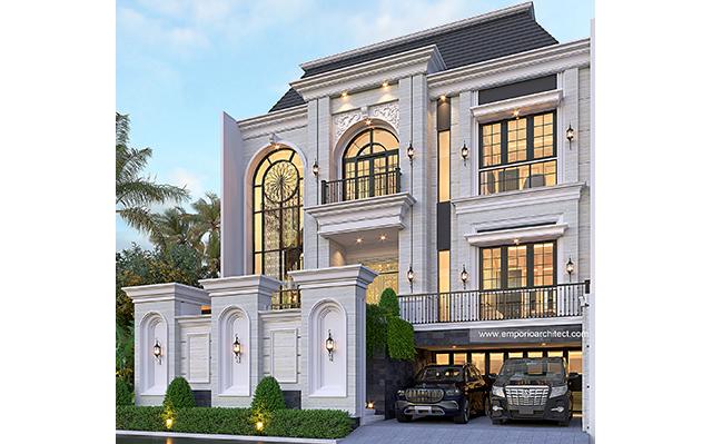 Desain Rumah Klasik 3 Lantai Ibu KRT 1350 di  Surabaya