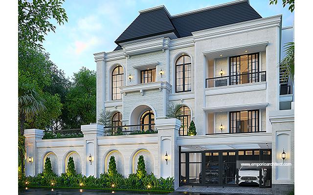 Desain Rumah Mediteran Klasik 3 Lantai Ibu HYT 1601 di  Bogor