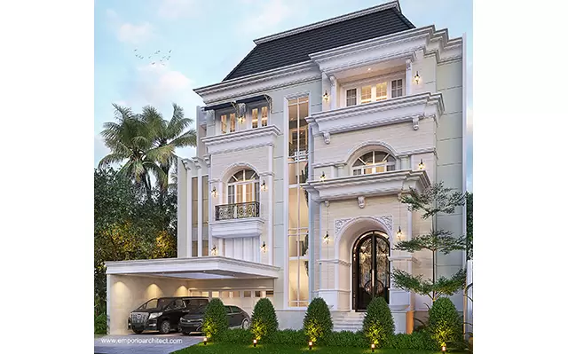 Desain Rumah Klasik 3.5 Lantai Ibu LN di  Jakarta