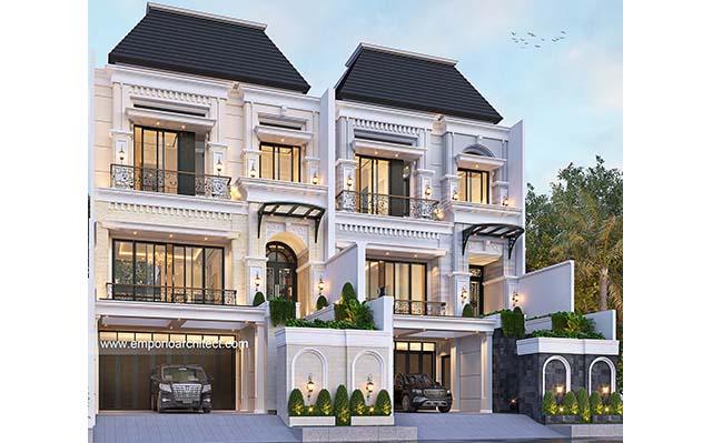 Desain 2 Unit Rumah Mediteran Klasik 3.5 Lantai Ibu BTY dan Ibu LZA 1391 di  Jakarta Selatan