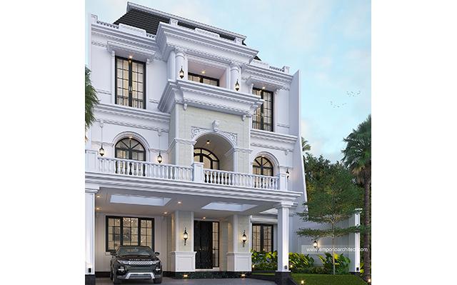 Desain Rumah Klasik 4 Lantai Bapak Edison di  Medan