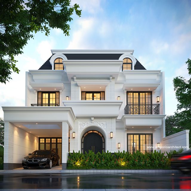 Desain Rumah Klasik Mediteran 2 Lantai Ibu RN di  Bandung