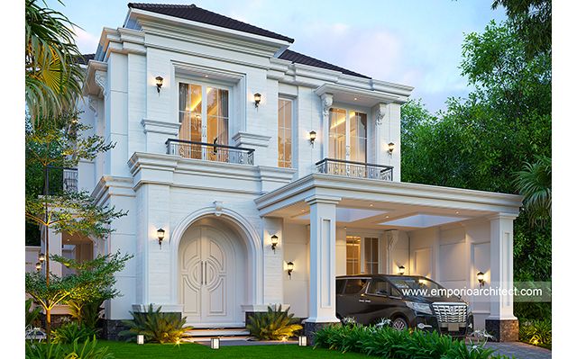 Desain Rumah Mediteran Klasik 2 Lantai Bapak AML 1810 di  Cibubur, Bekasi