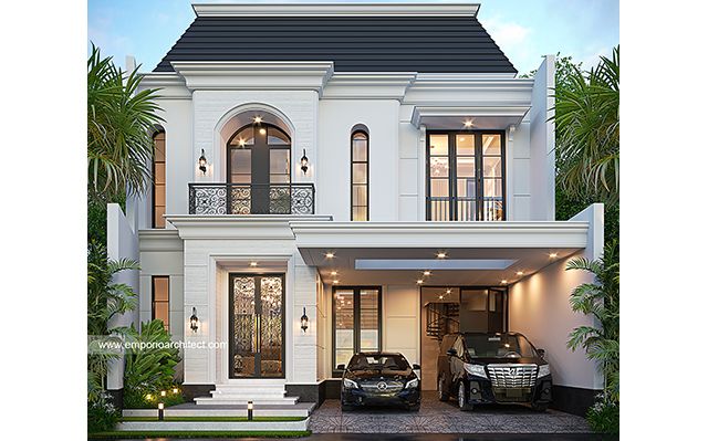 Desain Rumah Klasik Modern 2 Lantai Ibu E 1741 di  Jakarta Timur