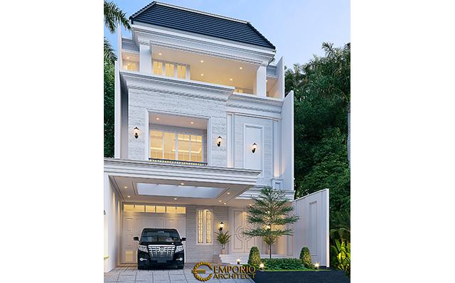 Desain Rumah Klasik Modern 2.5 Lantai Ibu Novi di  Jakarta