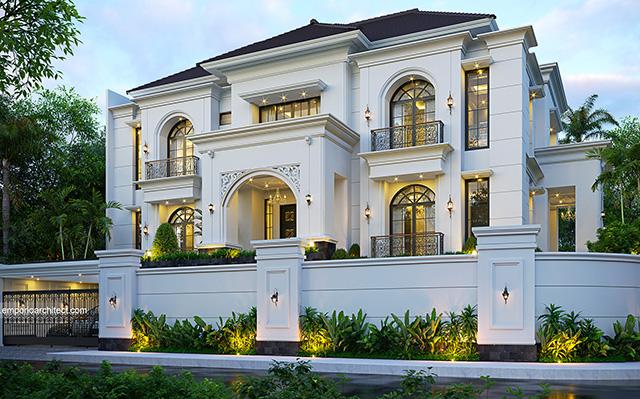 Desain Rumah Klasik Modern 3 Lantai Ibu YNY 1462 di  Jakarta