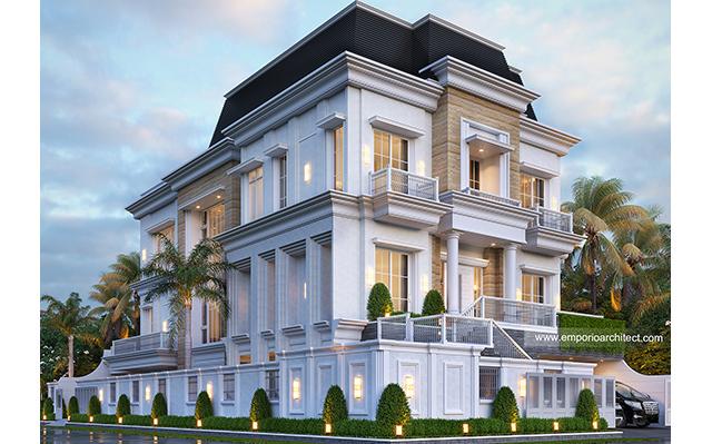 Desain Rumah Klasik Modern 3.5 Lantai Bapak Anthony di  Jakarta