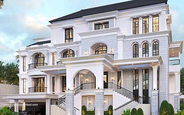Desain Rumah Klasik Modern 4 Lantai Bapak Denis di  Jakarta