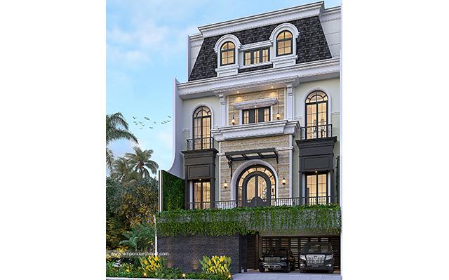 Desain Rumah Wisma Investindo Mediteran 3.5 Lantai Ibu MDI 1441 di  Jakarta Selatan