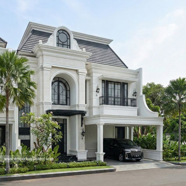 Desain Rumah Mediteran Klasik 2 Lantai Ibu MRT 2263 di  Sentul, Bogor