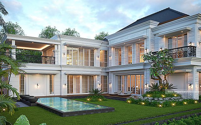 Desain Rumah Mediteran Klasik 2 Lantai Bapak EJR 2082 di  Bulukumba, Makassar