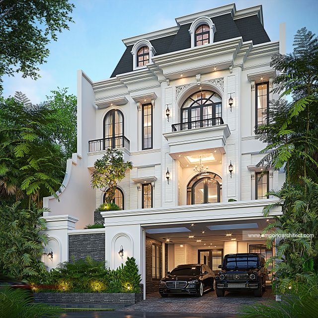 Desain Rumah Mediteran Klasik 3 Lantai Ibu YM di  Kelapa Gading, Jakarta Utara
