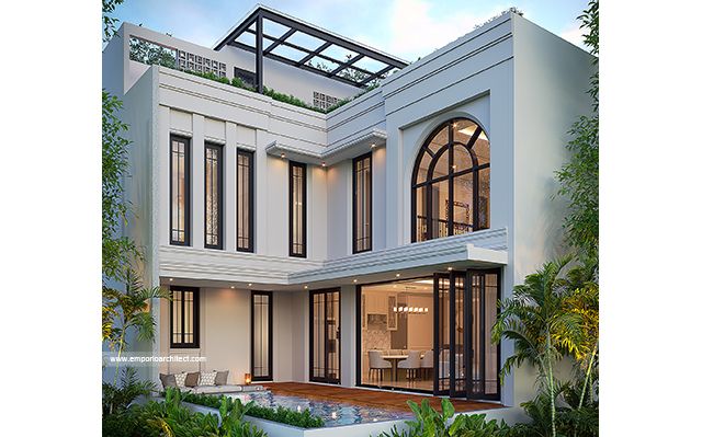 Desain Rumah Mediteran Klasik 3 Lantai Bapak CDR 2089 di  Jakarta Selatan
