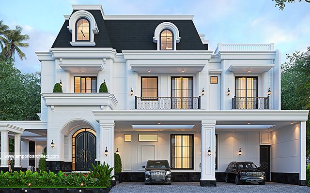 Desain Rumah Mediteran Klasik 3 Lantai Ibu DST 2112 di  Tangerang