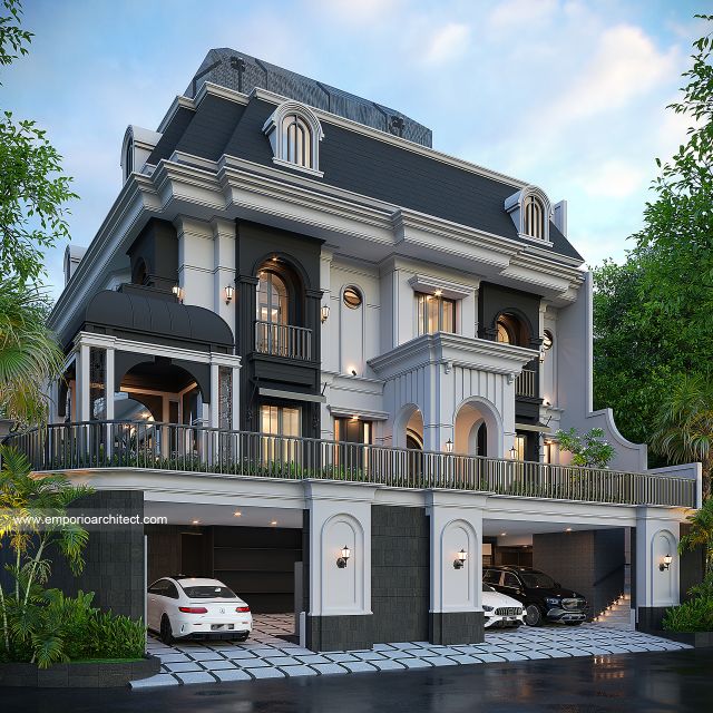 Desain Rumah Mediteran Klasik 4 Lantai Ibu SS di  Jakarta Barat