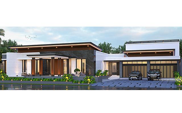 Desain Rumah Modern 1 Lantai Ibu DNI dan Bapak JMI 1424 di  Bandar Lampung