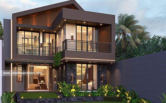 Desain Rumah Modern Kontemporer 2 Lantai Bapak ADR 1456 di  Bandung