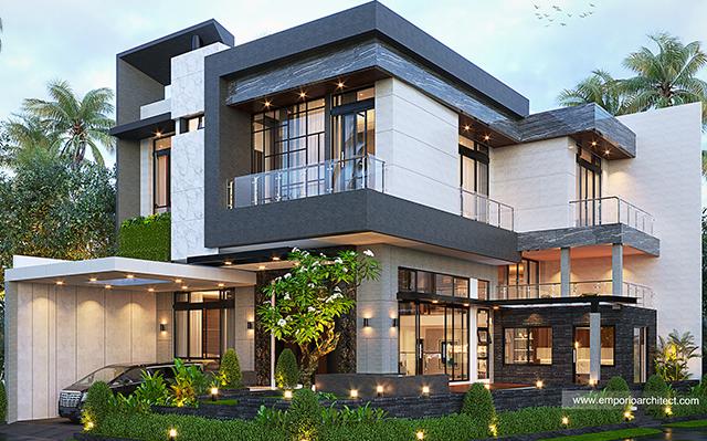 Desain Rumah Modern 2.5 Lantai Ibu Nana di  Jakarta