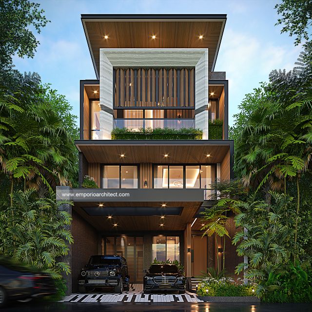 Desain Rumah Modern 3 Lantai Bapak STJ di  Jakarta Barat