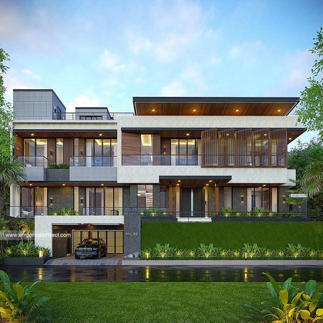 Desain Rumah Modern 3 Lantai Ibu RN 2165 di  Bandung