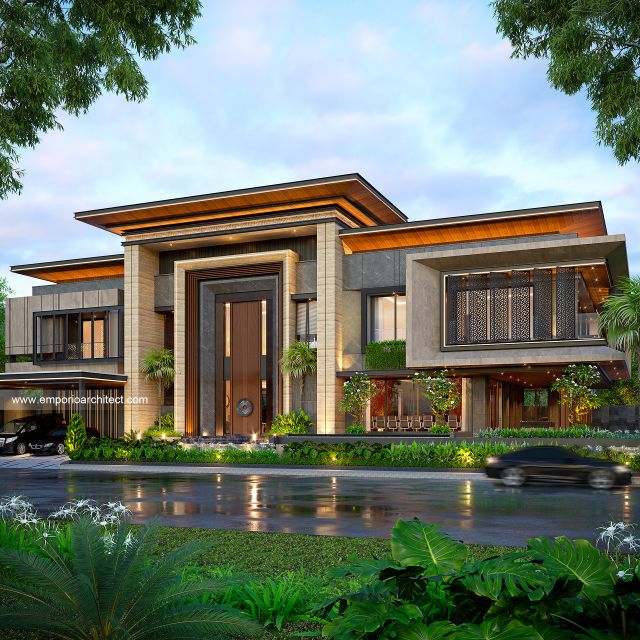 Desain Rumah Modern 3 Lantai Bapak DVI di  Tangerang