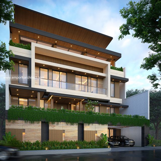 Desain Rumah Modern 4 Lantai Bapak DVI di  Balikpapan