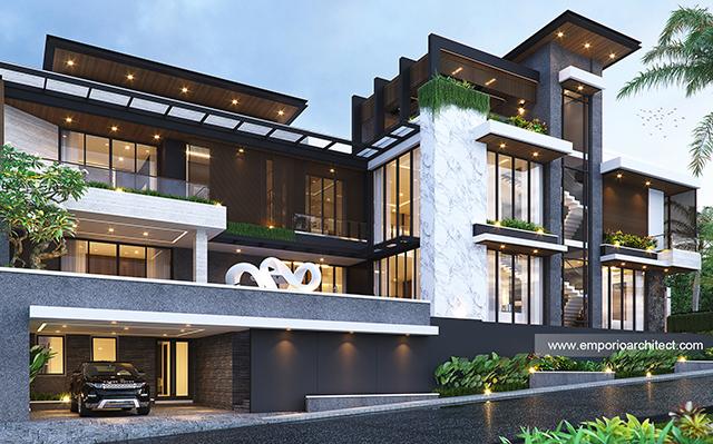 Desain Rumah Modern 4 Lantai Bapak Ali di  Batam